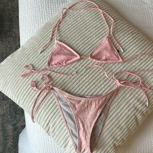 Triangl bikini pink cheetah tie bikini
